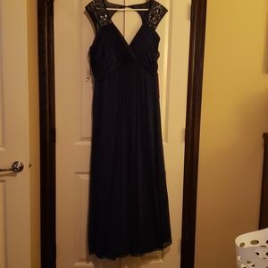 NWT- Navy formal prom gown w beading sz 20